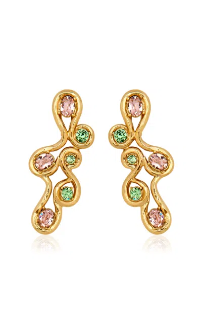 Oscar De La Renta Round Crystal Scramble Clip-on Earrings In Multi