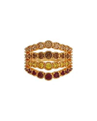 Oscar De La Renta Round Rhinestone Ring In Gold