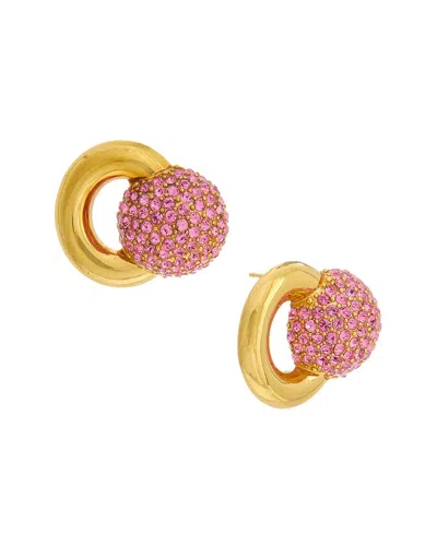 Oscar De La Renta Round Rhinestone Stud Earrings In Pink