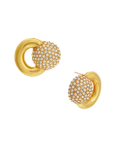 Oscar De La Renta Round Rhinestone Stud Earrings In Gold