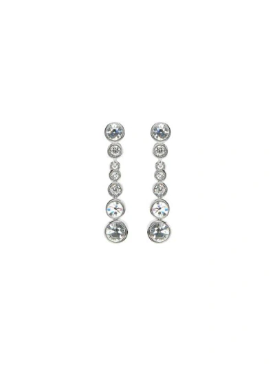 Oscar De La Renta Round Stone Drop Clip-on Earrings In Crystal