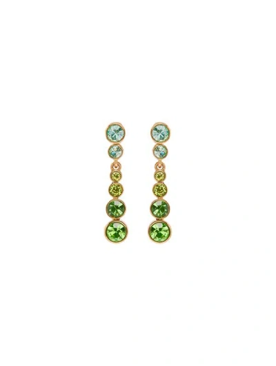 Oscar De La Renta Round Stone Drop Clip-on Earrings In Green