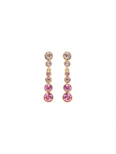 Oscar De La Renta Round Stone Drop Clip-on Earrings In Pink