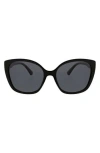 Oscar De La Renta Rounded Modern 54mm Cat Eye Polarized Sunglasses In Black