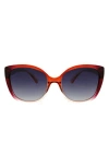 Oscar De La Renta Rounded Modern 54mm Cat Eye Polarized Sunglasses In Burgundy Gradient