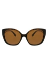 Oscar De La Renta Rounded Modern 54mm Cat Eye Polarized Sunglasses In Tortoise