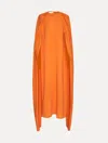 Oscar De La Renta Ruched Shoulder Georgette Caftan In Orange