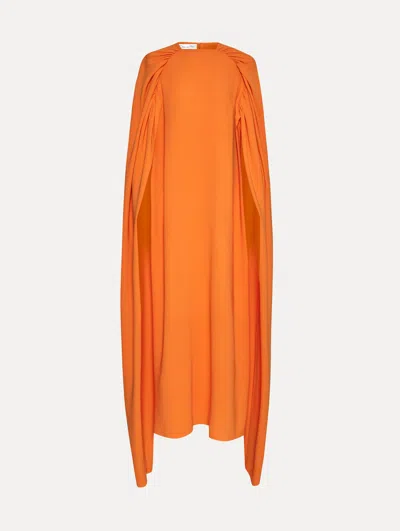 Oscar De La Renta Ruched Shoulder Georgette Caftan In Orange