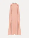 Oscar De La Renta Ruched Shoulder Georgette Caftan In Pink