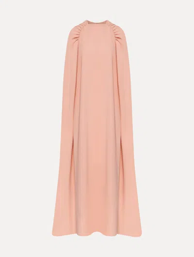 Oscar De La Renta Ruched Shoulder Georgette Caftan In Pink