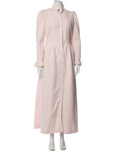 Pre-owned Oscar De La Renta Ruffle Embellishment Robe In Pink