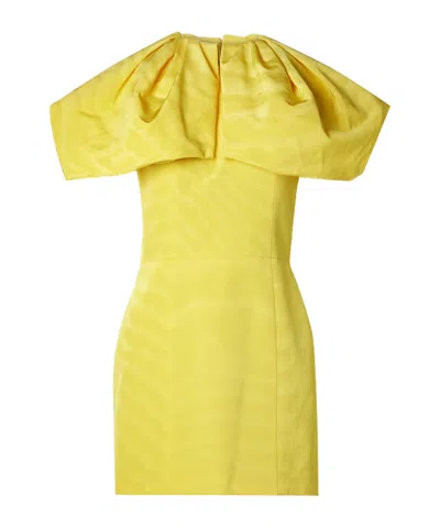 Oscar De La Renta Ruffled Cotton-blend Faille Mini Dress In Yellow