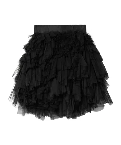 Oscar De La Renta Ruffled Tiered Mini Skirt In Black