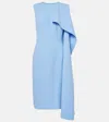 Oscar De La Renta Ruffled Wool-blend Midi Dress In Blue