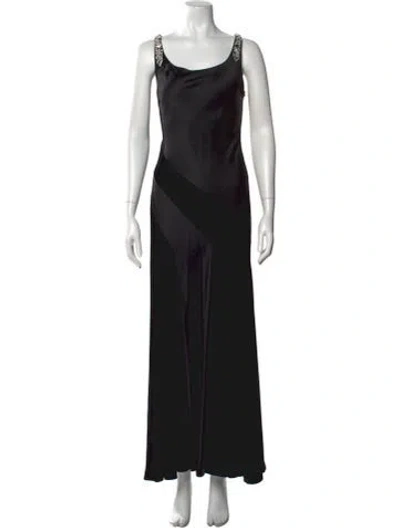 Pre-owned Oscar De La Renta Saks Fifth Avenue Long Dress In Black