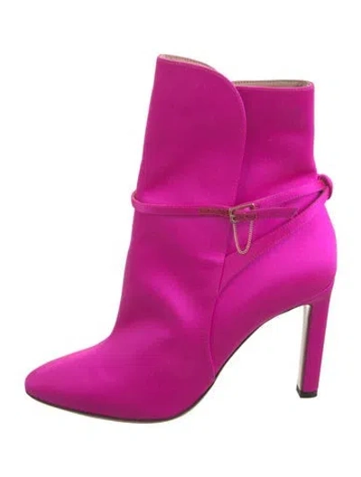Pre-owned Oscar De La Renta Satin Boots In Pink