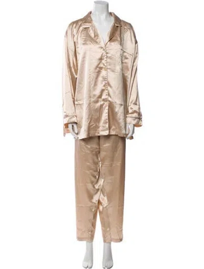 Pre-owned Oscar De La Renta Satin Pajamas W/ Tags In Neutral