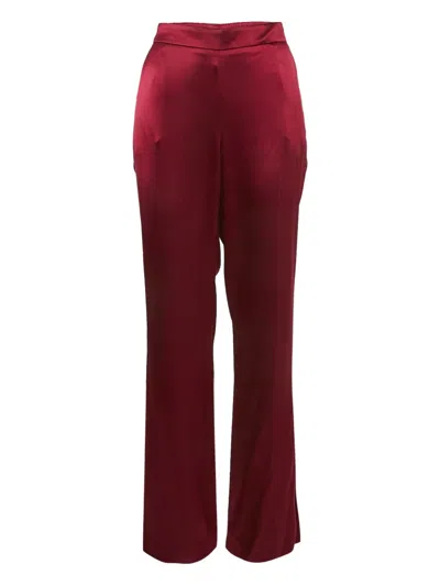 Pre-owned Oscar De La Renta Satin Trousers In Red