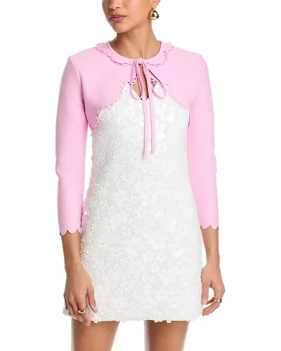 Oscar De La Renta Scallop Edge Bolero Cardigan Sweater In Multi