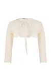 Oscar De La Renta Scalloped Bolero Cardigan In White