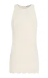 Oscar De La Renta Scalloped Wool-tweed Mini Dress In White