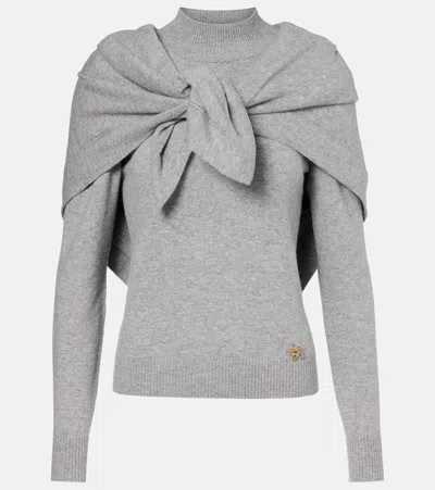 Oscar De La Renta Scarf-detail Cashmere Sweater In Gray