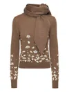 Oscar De La Renta Scarf-detail Embroidered Sweater In Brown