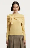 Oscar De La Renta Scarf-detailed Cashmere Sweater In Yellow