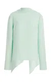 Oscar De La Renta Scarf-detailed Georgette Blouse In Green