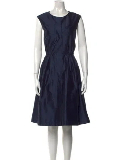 Pre-owned Oscar De La Renta Scoop Neck Knee-length Dress In Gray
