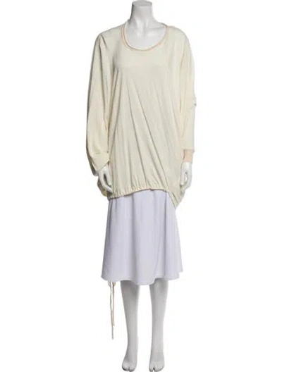 Pre-owned Oscar De La Renta Scoop Neck Long Sleeve Tunic In Neutral