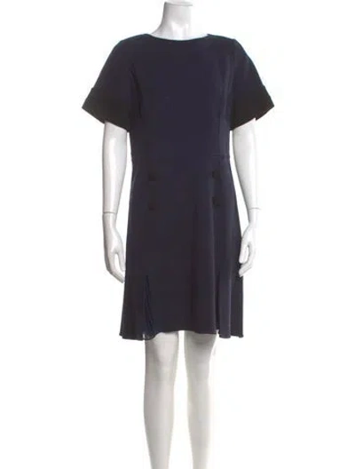 Pre-owned Oscar De La Renta Scoop Neck Mini Dress In Blue