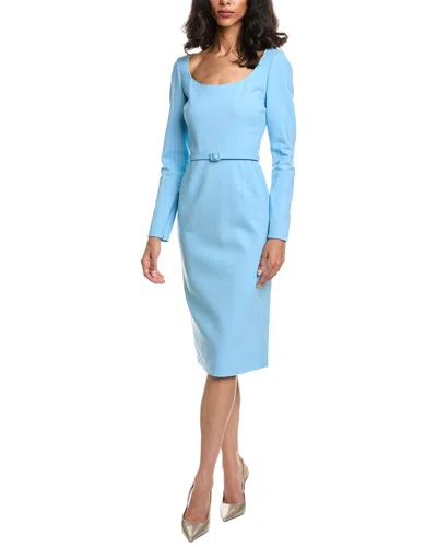 Oscar De La Renta Scoop Neck Pencil Dress In Blue