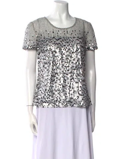 Pre-owned Oscar De La Renta Scoop Neck Short Sleeve T-shirt In White