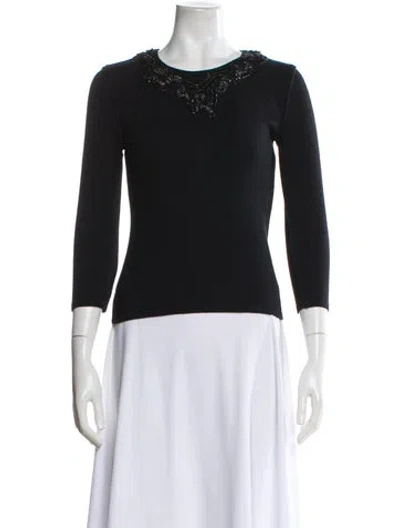 Pre-owned Oscar De La Renta Scoop Neck Sweater In Black