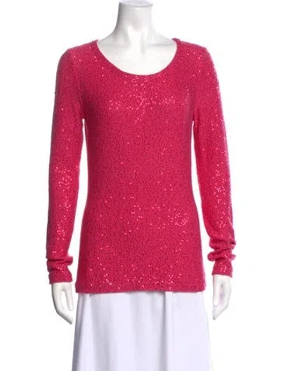 Pre-owned Oscar De La Renta Scoop Neck Sweater In Pink