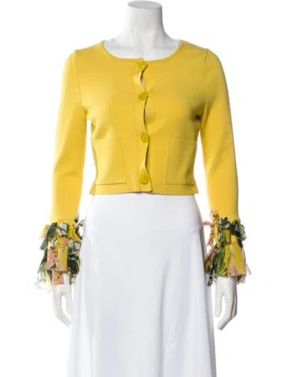 Pre-owned Oscar De La Renta Scoop Neck Sweater In Yellow