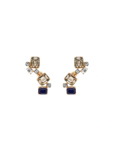 Oscar De La Renta Scramble Crystal Drop Earrings In Indigo