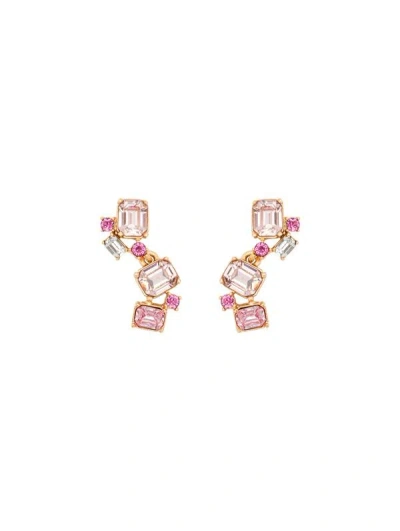 Oscar De La Renta Scramble Crystal Drop Earrings In Rose