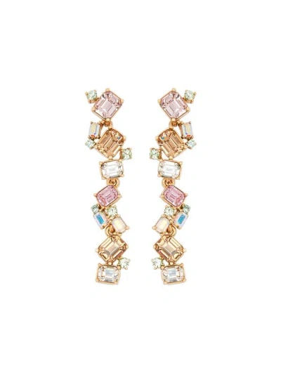 Oscar De La Renta Scramble Crystal Strand Earrings In Rose Gold Multi