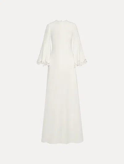 Oscar De La Renta Scroll Guipure-detailed Caftan In Gray