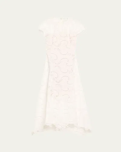 Oscar De La Renta Scroll Guipure Lace High-low Day Dress