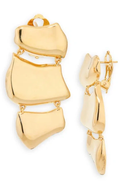 Oscar De La Renta Sculpted Metal Drop Clip-on Earrings In Gold