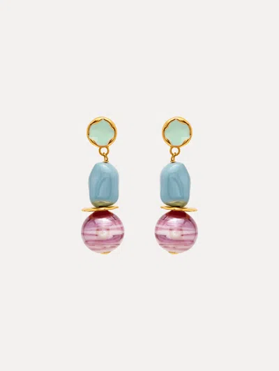 Oscar De La Renta Sea Glass Drop Clip-on Earrings In Multi