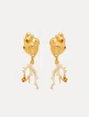 Oscar De La Renta Seashell And Coral Clip-on Earrings In Gold