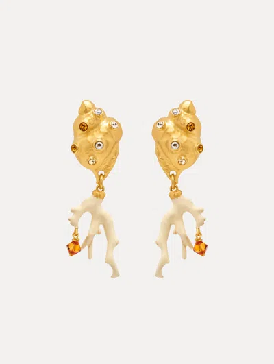 OSCAR DE LA RENTA SEASHELL AND CORAL CLIP-ON EARRINGS