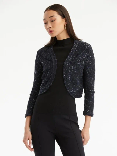 Oscar De La Renta Sequin Cashmere Silk Bolero In Midnight