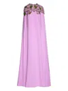 Oscar De La Renta Sequin-embellished Cape Gown In Pink