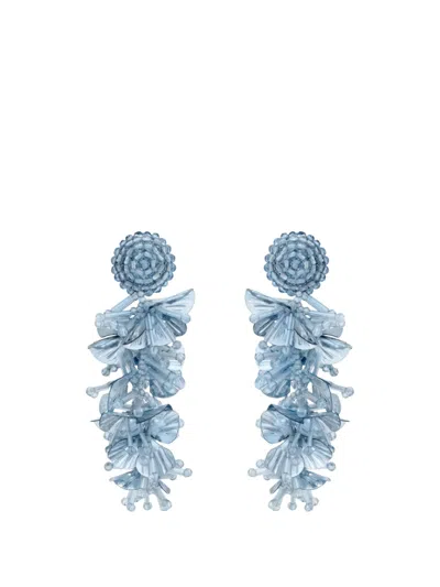 Oscar De La Renta Sequin-embellished Floral Earrings In Blue
