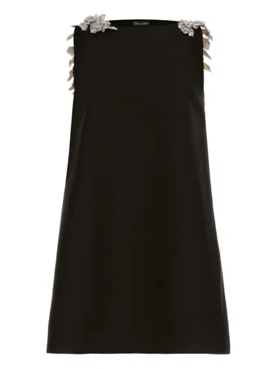 Oscar De La Renta Sequin-embellished Open-back Mini Dress In Black